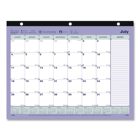 Academic 13-Month Desk Pad Calendar, 11 X 8.5, Blue/White, 2021-2022